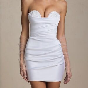Oh Polly Tirza White Strapless Mini Dress